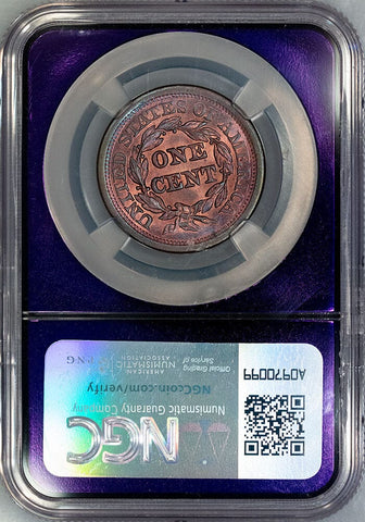 Pretty 1852 Braided Hair Large Cent - NGC MS 65 BN - Gem Uncirculated