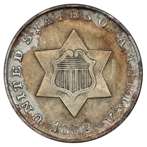 1852 Type-1 Three Cent Silver (Trime) - Extremely Fine