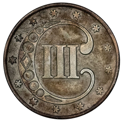 1852 Type-1 Three Cent Silver (Trime) - Extremely Fine