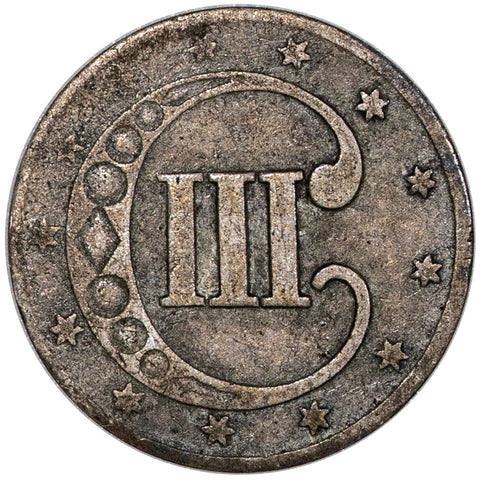 1852 Type-1 Three Cent Silver (Trime) - Very Fine