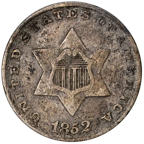 1852 Type-1 Three Cent Silver (Trime) - Very Fine