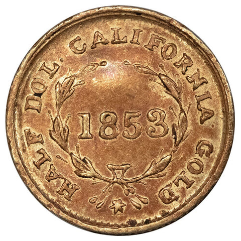 1853 50c California Fractional Gold - BG-428 - About Uncirculated