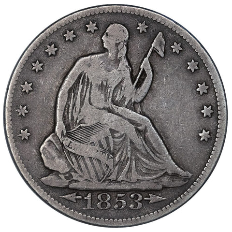 1853 Arrows & Rays Seated Liberty Half - Fine