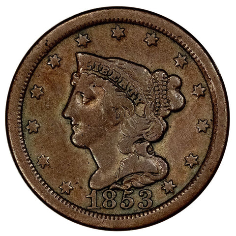 1854 Braided Hair Half Cent - Very Fine