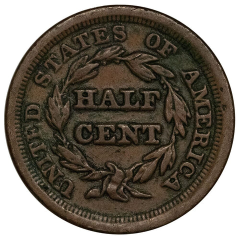 1853 Braided Hair Half Cent - Very Fine