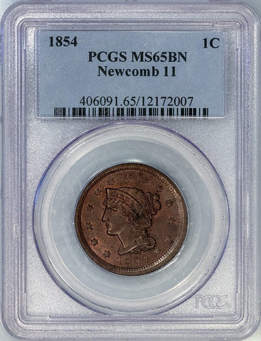 1854 Large Cent Newcomb-11 - PCGS MS 65 BN - Gem Uncirculated
