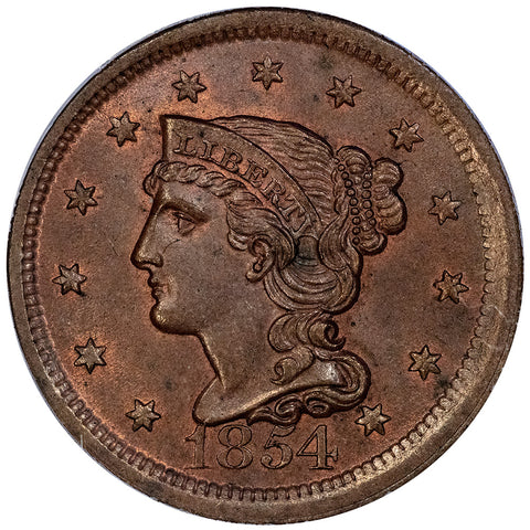 1854 Large Cent Newcomb-11 - PCGS MS 65 BN - Gem Uncirculated