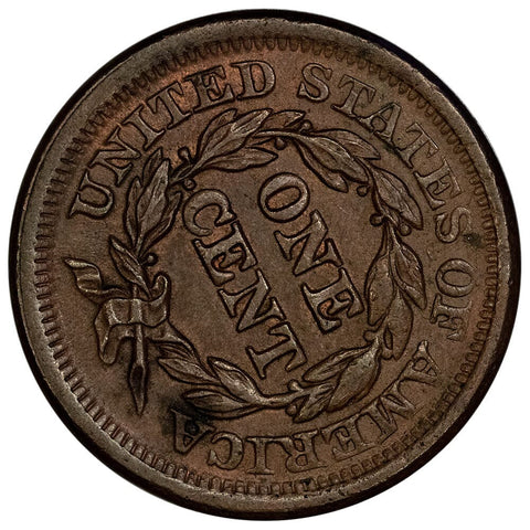 1854 Braided Hair Half Cent - Extremely Fine+ - 50-60° Reverse Die Rotation