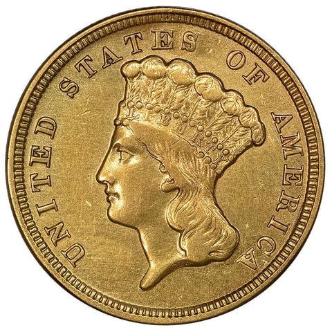 1854 $3 Princess Gold Coin - Extremely Fine Detail