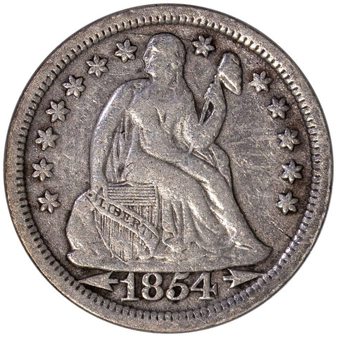 1854 Arrows Seated Liberty Dime - Very Fine