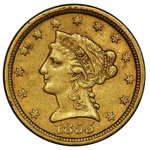 1855 $2.5 Liberty Gold Coin - Extremely Fine