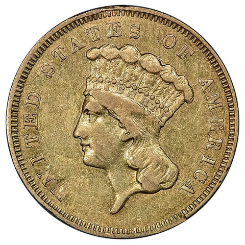 1855-S $3 Princess Gold Coin - Mintage 6,600 - Very Fine Detail Ex-Jewelry