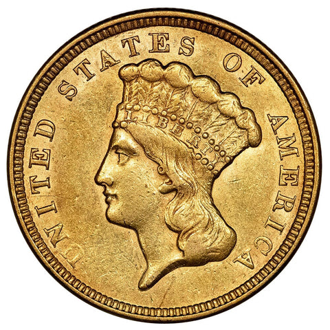 1856 $3 Princess Gold Coin - Extremely Fine Details