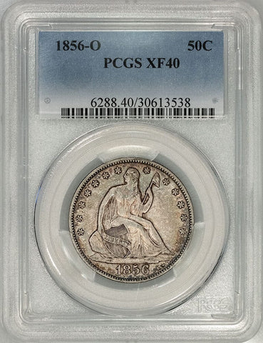 1856-O Seated Liberty Half Dollar - PCGS XF 40 - Repunched Date