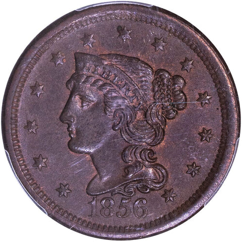 1856 Large Cent Slanted 5 - PCGS MS 64 BN - Choice Uncirculated