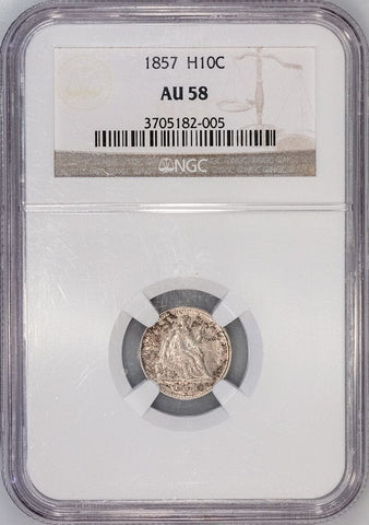 1857 Seated Half Dime - NGC AU 58 - Choice About Uncirculated
