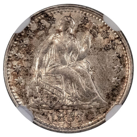 1857 Seated Half Dime - NGC AU 58 - Choice About Uncirculated