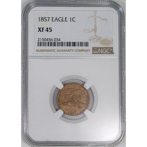 1857 Flying Eagle Cent - NGC XF 45 - Choice Extremely Fine