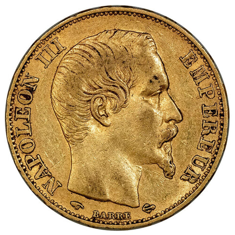 1858-A French Napoleon 20 Franc Gold Coin KM.781.1 - Extremely Fine