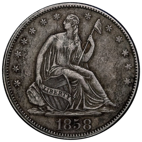 1858 Seated Liberty Half Dollar - Extremely Fine Details