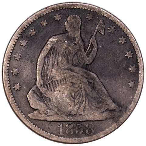 1858 Seated Liberty Half Dollar - Very Good