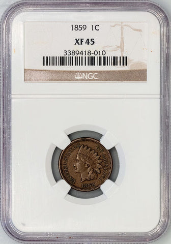 1859 Indian Head Cent - NGC XF 45 - Choice Extremely Fine