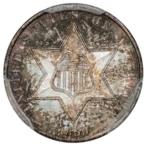 1859 Type-3 Three Cent Silver (Trime) - PCGS MS 63