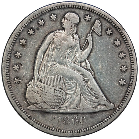 1860-O Seated Liberty Dollar - Very Fine Details (cleaned)