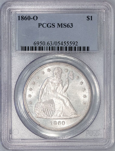 1860-O Seated Liberty Dollar - PCGS MS 63 - Choice Brilliant Uncirculated