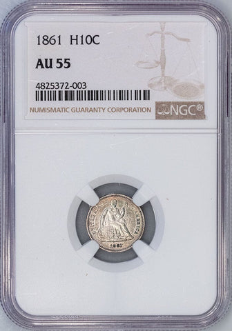 1861 Seated Liberty Half Dime - NGC AU 55 - Civil War Date