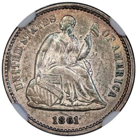 1861 Seated Liberty Half Dime - NGC AU 55 - Civil War Date