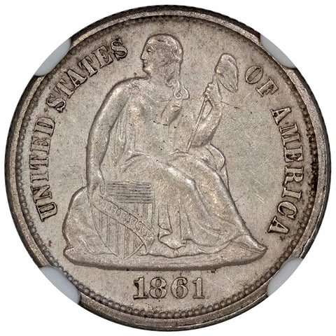 1861 Seated Liberty Dime - NGC MS 63 - Choice Brilliant Uncirculated