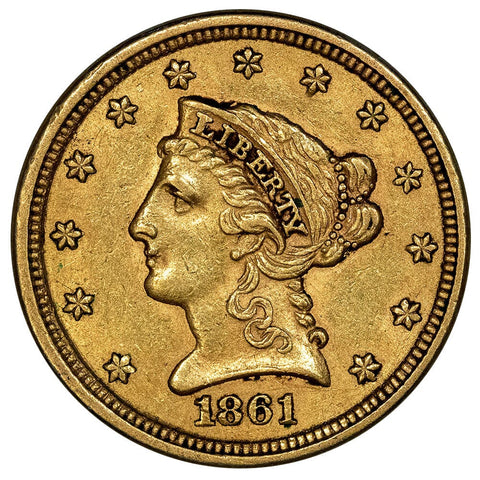 1861 $2.5 Liberty Gold Coin - About Uncirculated