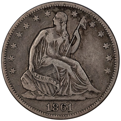 1861 Seated Liberty Half Dollar - Very Fine - Civil War Date