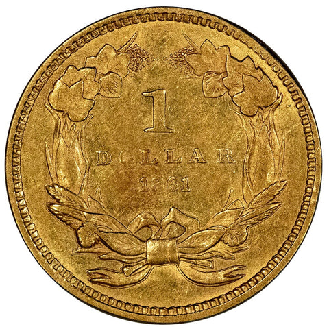 1861 Type-3 Gold Dollar - About Uncirculated
