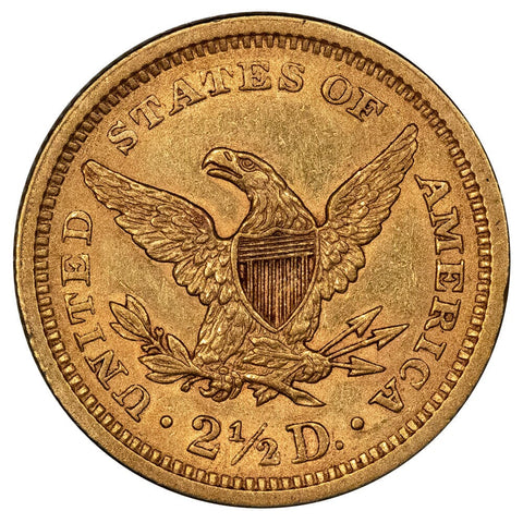 1861 New Reverse $2.5 Liberty Head Gold Coin - Choice About Uncirculated