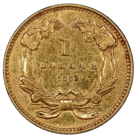 1862 Type-3 Gold Dollar - About Uncirculated - Great Civil War Date