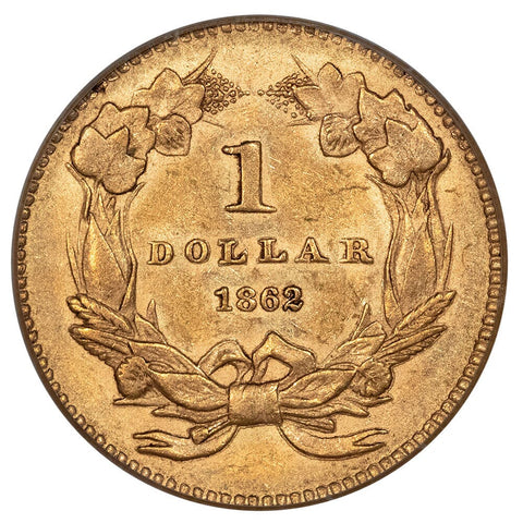 1862 Type-3 Gold Dollar - PCGS AU 58 - Choice About Uncirculated