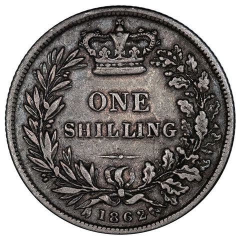 1862 Great Britain Silver Shilling KM.734.1 - Fine+