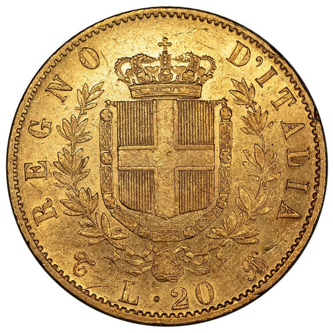 1863 Italy Gold 20 Lire KM.10.1 - Extremely Fine