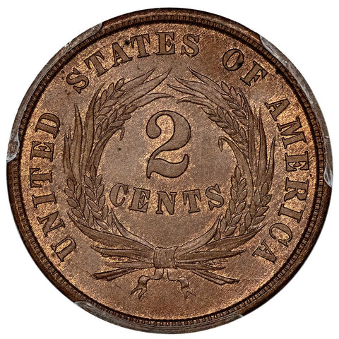 1864 Large Motto Two Cent Piece - PCGS MS 65 BN CAC - Shattering Die