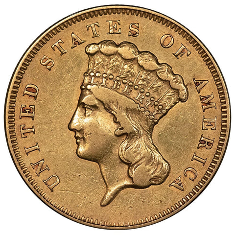 1864 $3 Princess Gold Coin - Extremely Fine