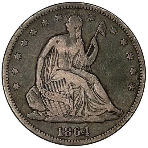 1864 Seated Liberty Half Dollar - Fine+ Details - Mintage: 379,100