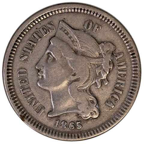 1865 Three Cent Nickel - Very Fine