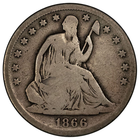1866-S With Motto Seated Liberty Half Dollar - Good+