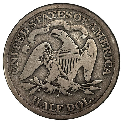 1866-S With Motto Seated Liberty Half Dollar - Good+