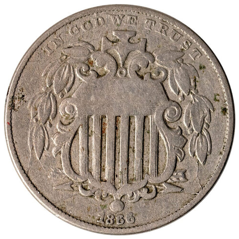 1866 Rays Shield Nickel - Very Good