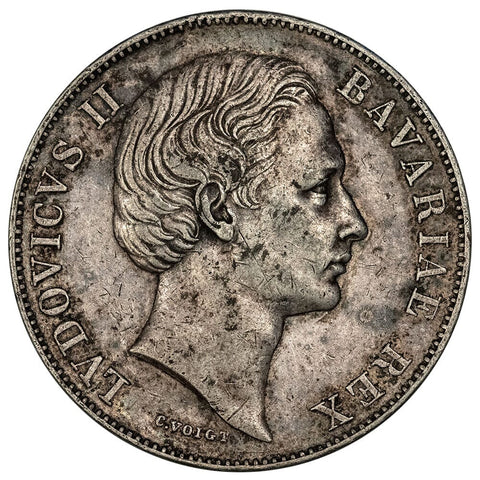 1867 German States, Bavaria Silver Thaler KM.877 - Extremely Fine