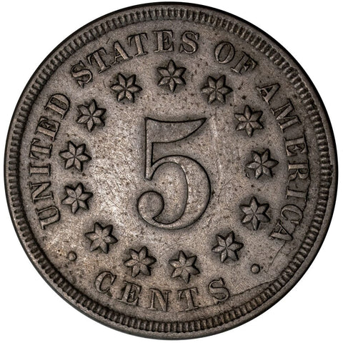 1867 No Rays Shield Nickel- Very Fine