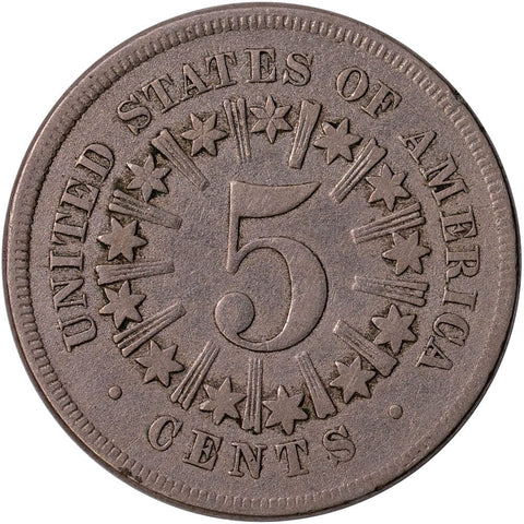 1867 Rays Shield Nickel- Very Fine
